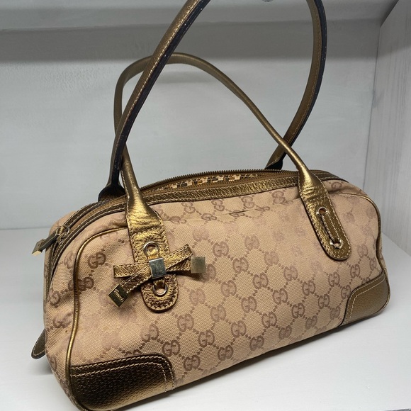 Gucci Mini Boston Gold Guccissima Canvas Shoulder Bag, Vintage - Picture 3 of 7